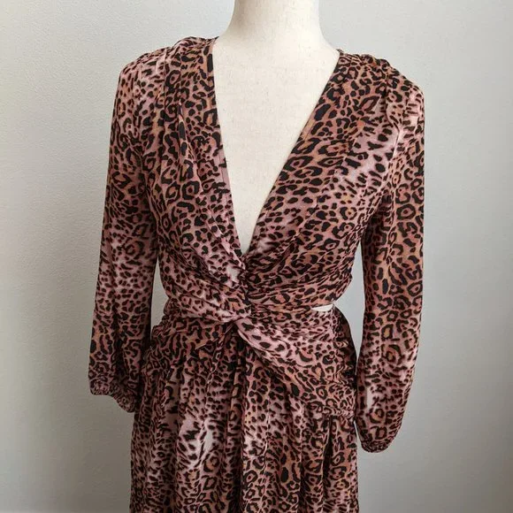 Anthropologie Ranna Gill Cutout Animal Print Midi Dress - Picture 8 of 11
